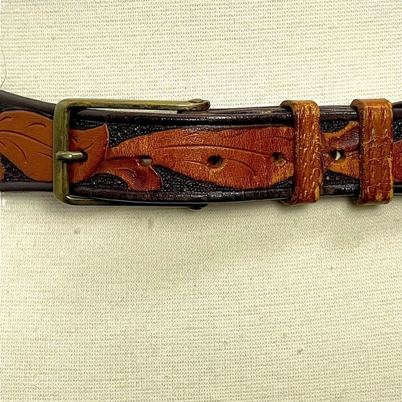 VTG‎ 30s 40s Kirwan-Neilson Floral Tooled Leather Belt Size 30 Cowgirl Western main image 10